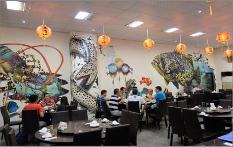 射阳海鲜餐厅墙体彩绘